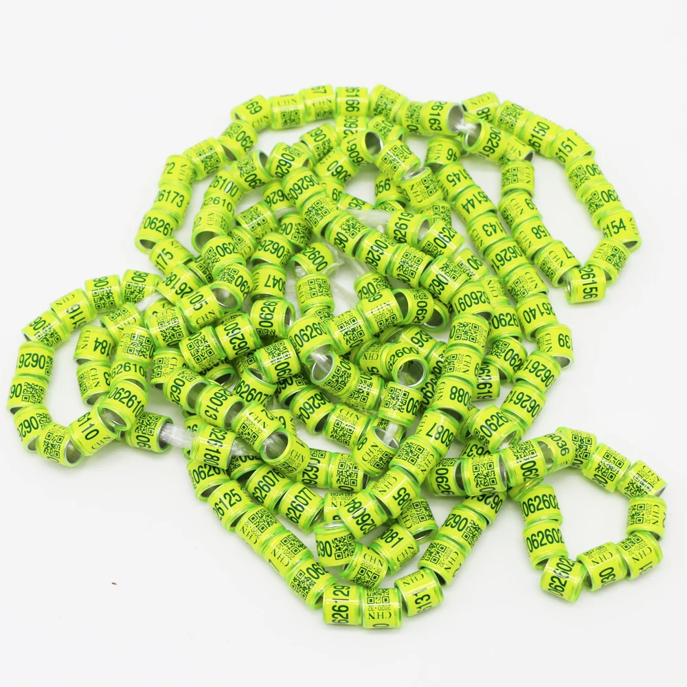 100pcs 100 шт алюминиевый пластиковый материал многоцветное кольцо для ног голубя с цифрами буквами и птицами кольца для ног инструменты для переноски голубей - Цвет: 100pcs