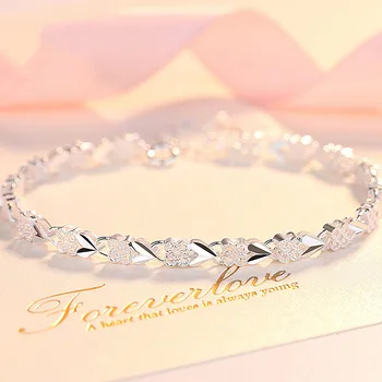 

Fashion classical clover chain bracelets for women white gold silver color jewelry bijoux argent accessories birthay gift