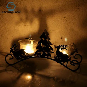 

Strongwell Retro Metal European Pine Bird Cages Candlestick Home Decor Candle Holders Tabletop Christmas Wedding Home Decoration
