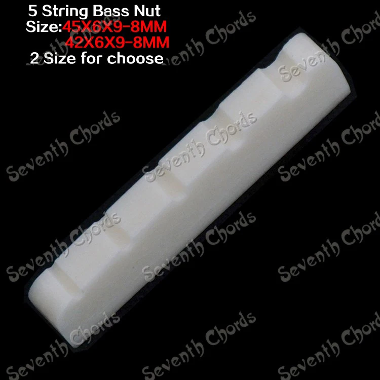 2Pcs Real Bone Bass Nut for Electric 5 String Bass 45x6x9/8mm DJ28 White 