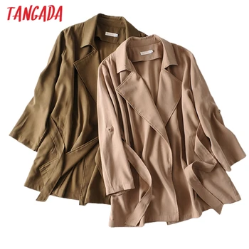 

Tangada women oversized khaki trench coat 2020 autumn fashion elegant ladies high street loose outwear tops AI13