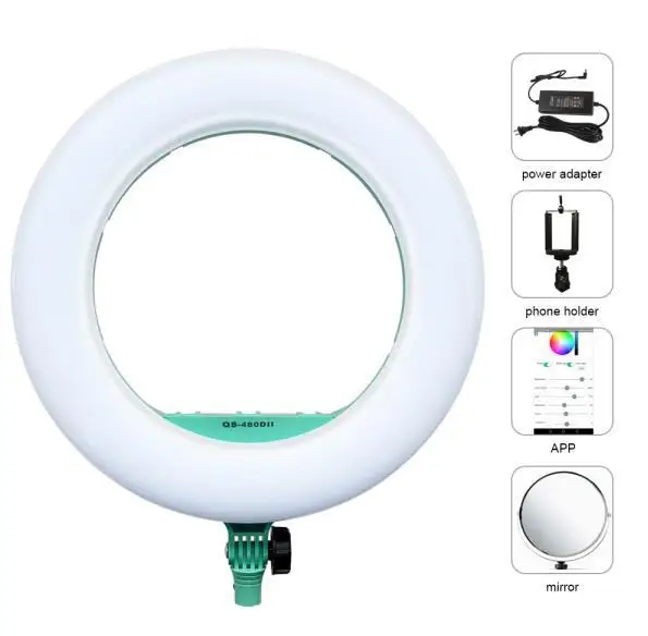Yidoblo QS-480DII Bluetooth приложение управление фотография кольцо лампа 1" 480 шт светодиодный кольцевой светильник Теплый и холодный цвет Регулируемая кольцевая лампа - Цвет: Золотой