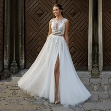 Special Offers Eightale Boho Wedding Dresses 2020 V-Neck Appliques Lace Beaded A-Line Wedding Gowns Side Split Tulle Beach Bridal Dress Special Offers Eightale Boho Wedding Dresses 2020 V-Neck Appliques Lace Beaded A-Line Wedding Gowns Side Split Tulle Beach Bridal Dress