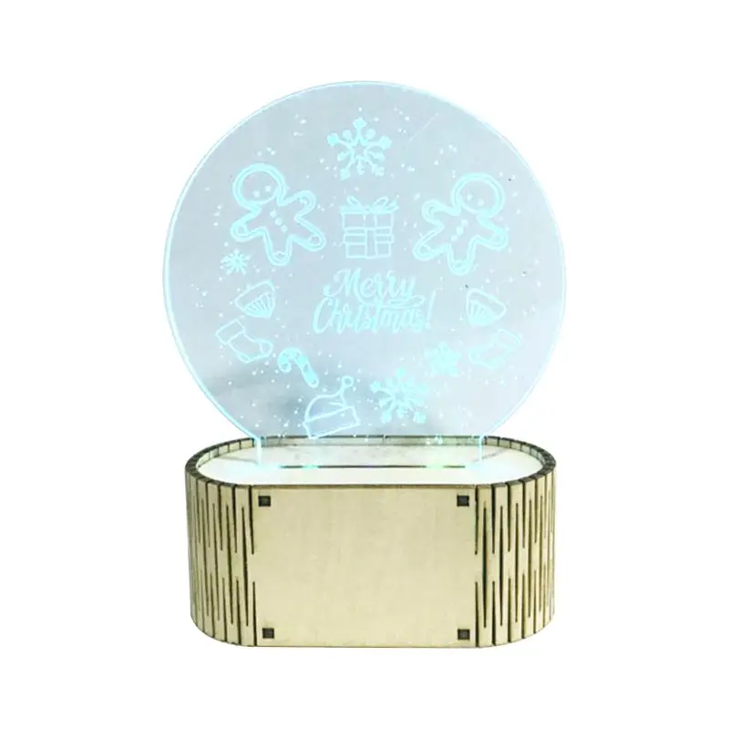 

Merry Christmas Wooden Acrylic 3D LED Night Light 7 Color Changing Desk Table Lamp Xmas Party Decoration Gift