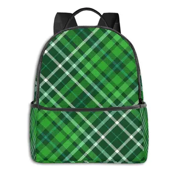 

2020 Hot Sale Women Men Unisex Dark Green Plaid Check Pattern Backpack New Trend School Bag Couples Back Pack Travel Bag