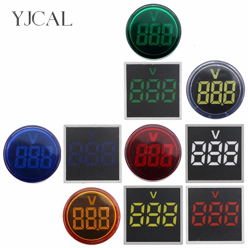 1PCS 22mm AC Digital LED Display Voltmeter Volt Voltage Meter Boat Warning Indicator Signal Lights Lamp Tester Range 20-500V
