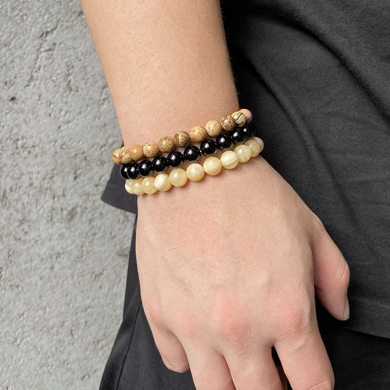 VGWON Regalo Donna 50 Anni, Bracciale Donna, Regalo di Compleanno, Originale Utile Natale, Bracciale in Pietra Naturale per Mamma Sorella Amica Collega FR