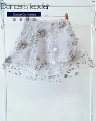 Ballet Short Skirt Three-dimensional Chiffon Nail Flower Women's Dance Skirt Gymnastics Practice Skirt Adult Ballet Lyric Skirt