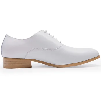 

White Men Top Quality Cow Leather British Breathable Business Casual Formal Shoes Male Wedding Office Footwear