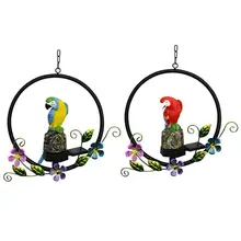 Светодиодный подвесной солнечный светильник в форме попугая энергосберегающий светильник с датчиком смолы для украшения сада