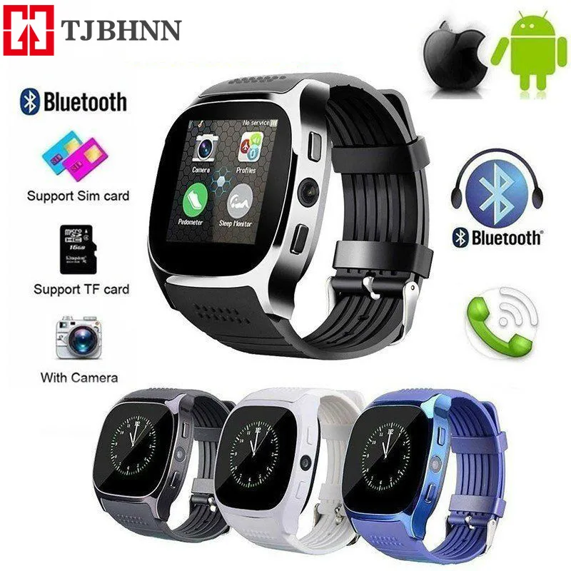 

Smart Watch T8 with 0.3MP Camera Bluetooth Support SIM TF Card LBS Locating Smartwatch Sports Wristwatch for Android