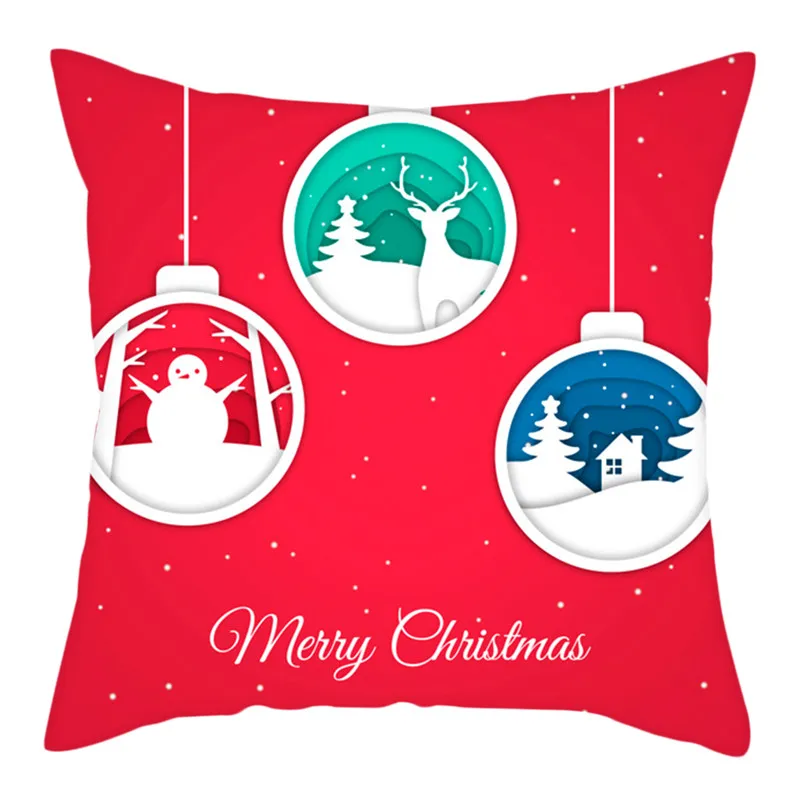 Fuwatacchi Рождественская наволочка для подушек, красный чехол для подушек, свечи с принтом, домашние диванные декоративные подушки, наволочка 45*45 см - Цвет: PC12771