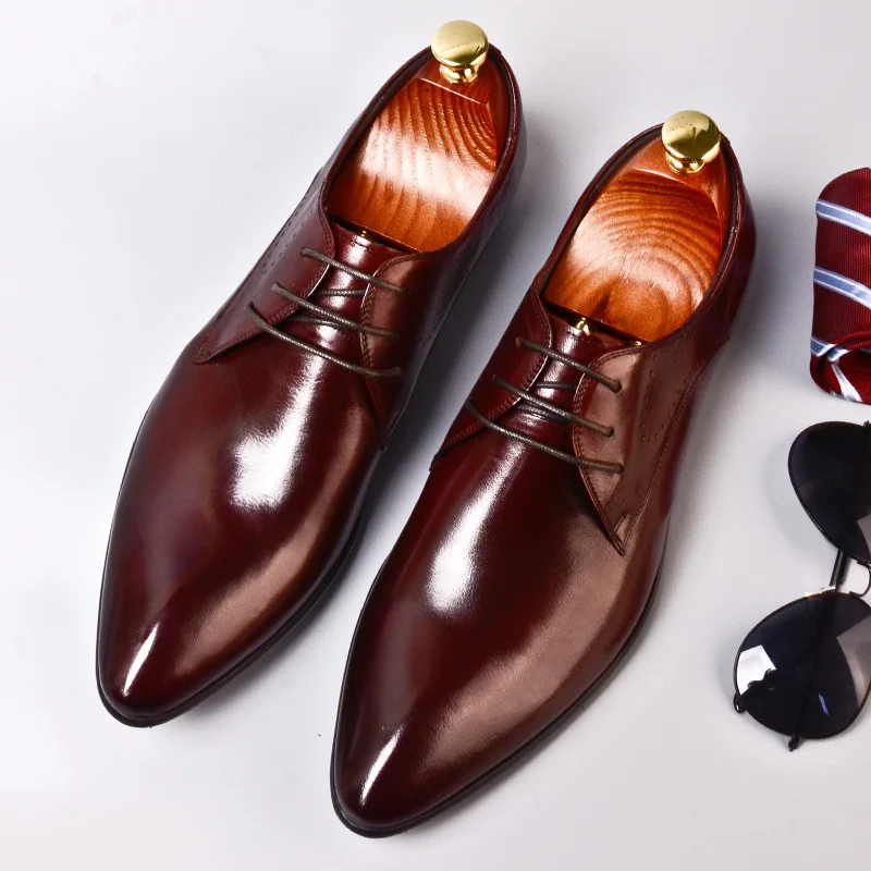 

2019 Autumn New Style Bullock MEN'S SHOES Genuine Leather England Men's Formal Wear Shoes Business Pointed-Toe Leather Shoes Lar