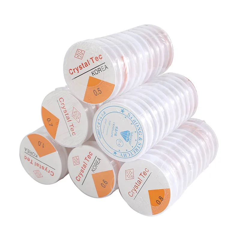 Kristal elastik boncuk kordon dize iplik şeffaf DIY takı boncuk konu 0.5-1.0mm elastik Fishline inci iplik