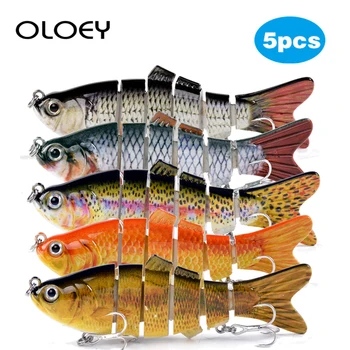 

OLOEY 5Pcs Fishing Lure Hard Artificial Bait 10cm 17.5g Sinking Wobblers Jig 3D Eyes Fishing Tackle Jointed Crankbait Swimbait