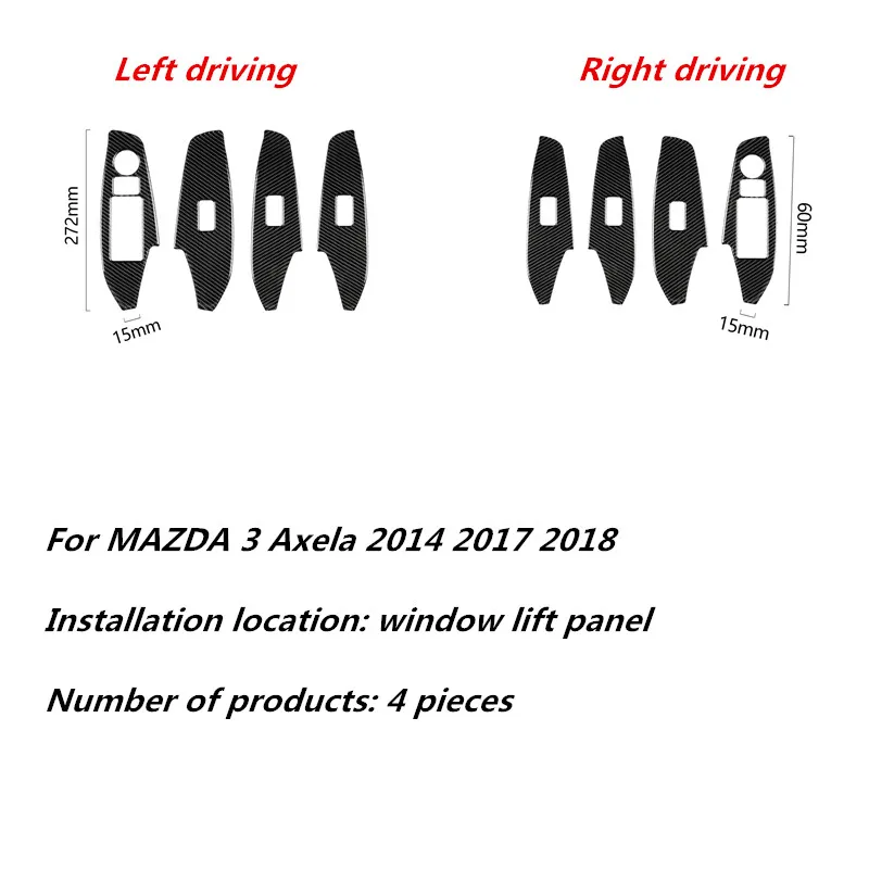 Подходит для MAZDA 3 Axela, аксессуары, декоративная панель управления из углеродного волокна для окон, автомобильные наклейки для внутренней отделки