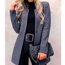 Шерстяное пальто для женщин Abrigos Mujer Invierno воротник-стойка Формальные серые черные осенние длинные шерстяные зимние пальто для женщин