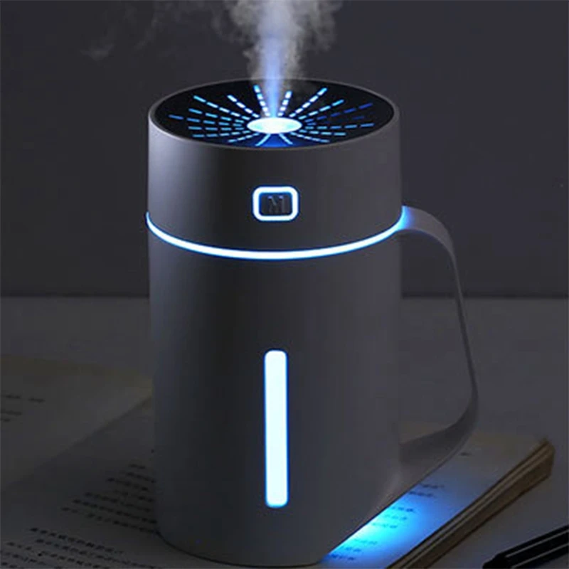 420Ml Usb Humidifier Portable Bottle Cap Shape Humidifier Aroma Oil Diffuser with Seven Colors Night Lamp for Home Office Car(Pi