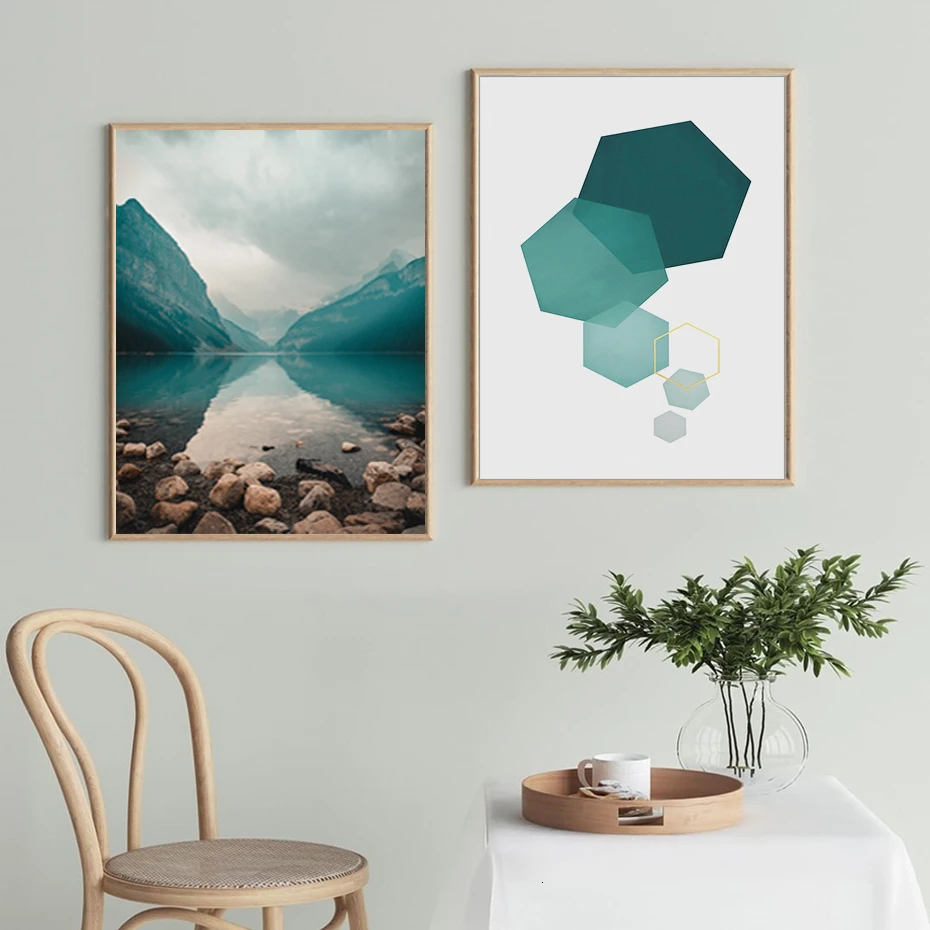 Abstract Landscape Geometry Canvas Paintings Modern Nordic Style Scandinavian Wall Art Poster Picture for Living Room Home Decor