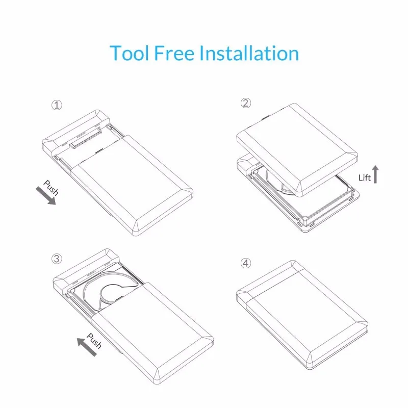 Gabinete para 9.5mm Caixa de 1tb Orico Polegada Hdd Ferramenta-livre Case Externo 7mm Sata Disco Rígido 2tb 2.5 Usb 3.0 3 High Quality Computador e Escritório