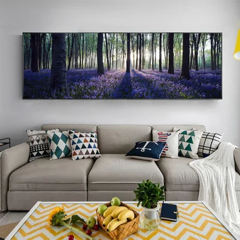 

GoldLife Forest Landscape Decoration Wall Art Painting Purple Flower Canvas Painting Picture for Bedroom Decoration