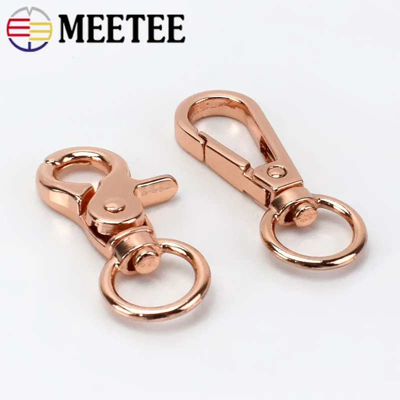 

Meetee 5/30pcs Rose Gold Bags Strap Metal Buckles Trigger Snap Hook Lobster Swivel Dog Buckle Key Chain Hardware Accessories