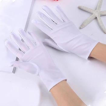 

1 Pair Unisex Spandex Gloves Black White Etiquette Thin Stretch Gloves Dance Tight White Jewelry Gloves Etiquette Dance Gloves