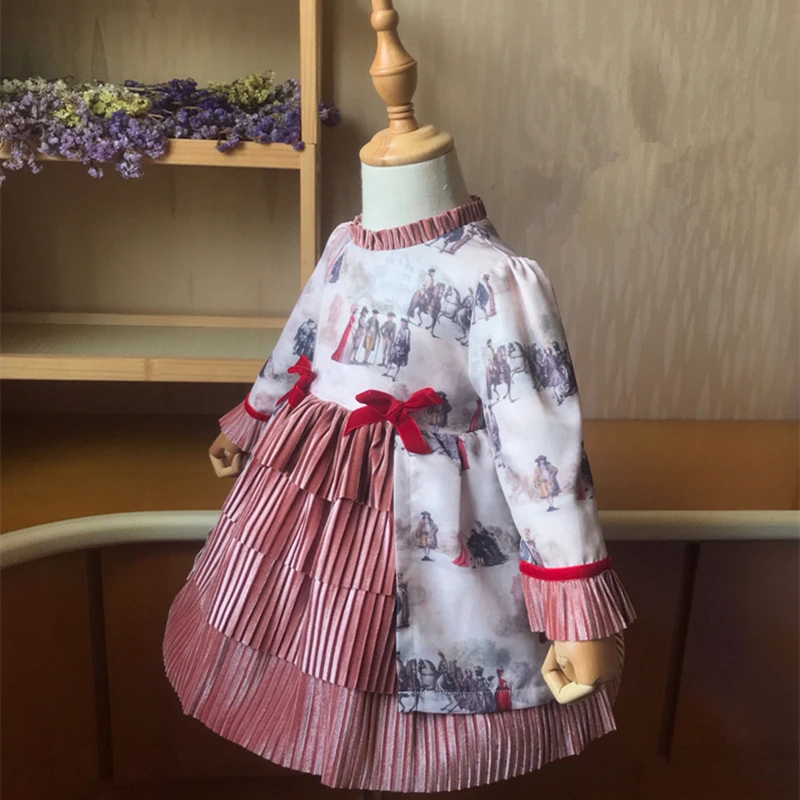 Роскошные винтажные платья на крестины с цветочным рисунком для маленьких девочек; Детские эксклюзивные испанские комплекты одежды; Детские наряды на первый день рождения
