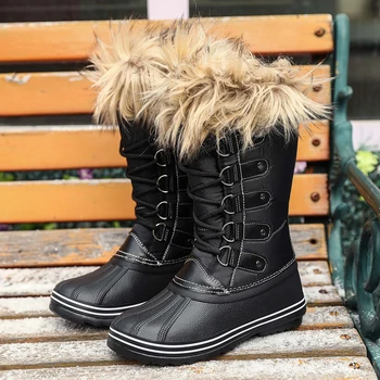 

Snow Boots Women Winter Shoes Black 2020 Woman Plush Insole Winter Boot Women Big Size 42 Warm Mid-calf Botas for Women