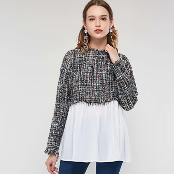 

Women Blouses Elegant Stylish Fall OL Ladylike Sweet Loose Pleated Tassel Patchwork Female Fashion Casual High Street Shirts