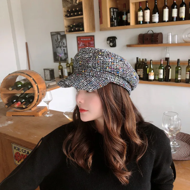 YOYOCORN Autumn and winter new duck tongue octagonal military cap ladies breathable Korean version of the wild England hat