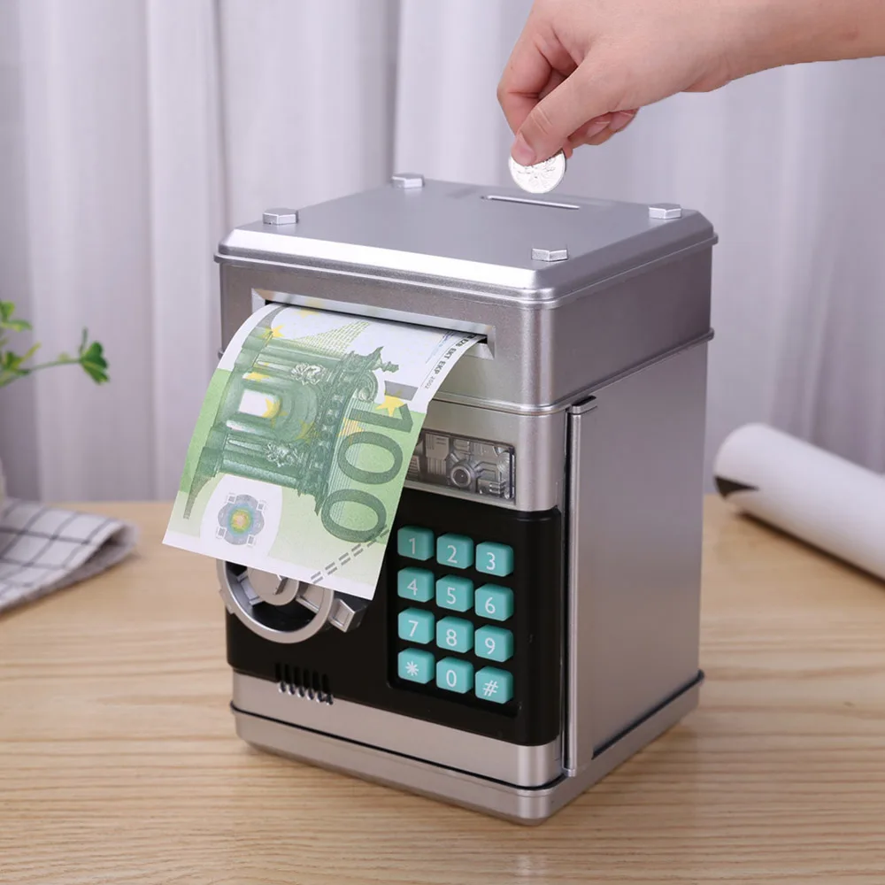 Electronic Piggy Bank ATM Mini Money Box Safety Password Chewing Coin Cash Deposit Machine Gift for Children Kids | Дом и сад