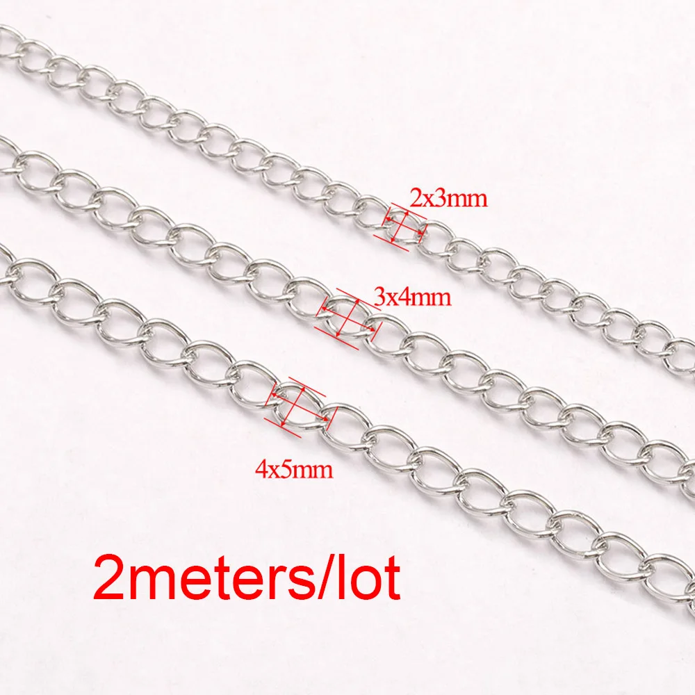 2meters Stainless Steel Extension Chain 2/3/4mm Gold Necklace Chains for Bracelet DIY Chain Accessories Jewelry Making Crafts gold jewelry components