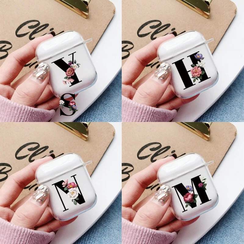 Модный чехол с цветами и буквами ABC для Airpods 2 роскошный мягкий прозрачный Air pods 1 |