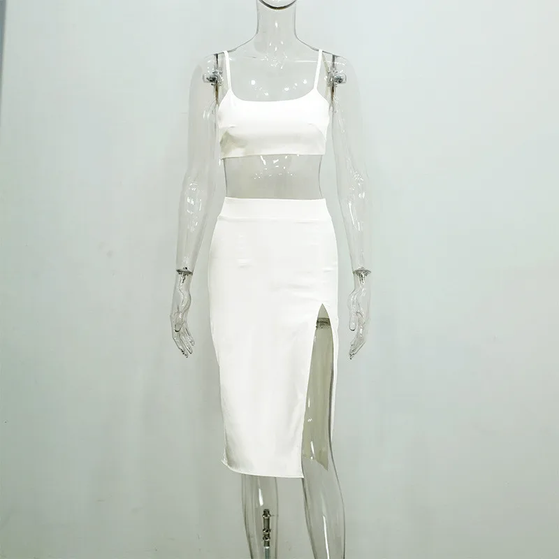 white slip dress 2pcs one set07