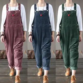 

ZANZEA Women's Corduroy Jumpsuits Harem Pants Vintage Overalls 2020 Spring Rompers Button Pantalon Palazzo Female Playsuit 5XL