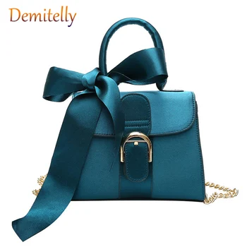 

Luxury Bowknot Messenger Bags Women Chains Flap Bag Ladies Fashion Solid Color Shoulder Bags Female Designer Black Handbags