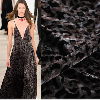 

114cm leopard print silk velvet fabric georgette velvet silk fabric meter wedding dress fabric wholesale silk cloth