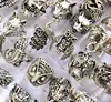 Bulk lots 50pcs Animal Mix Ring Men's Punk Rocker Skull Ring Snake Lion Leopard Dragon Elephant Owl Gecko Eagle Rings Man Gift 6