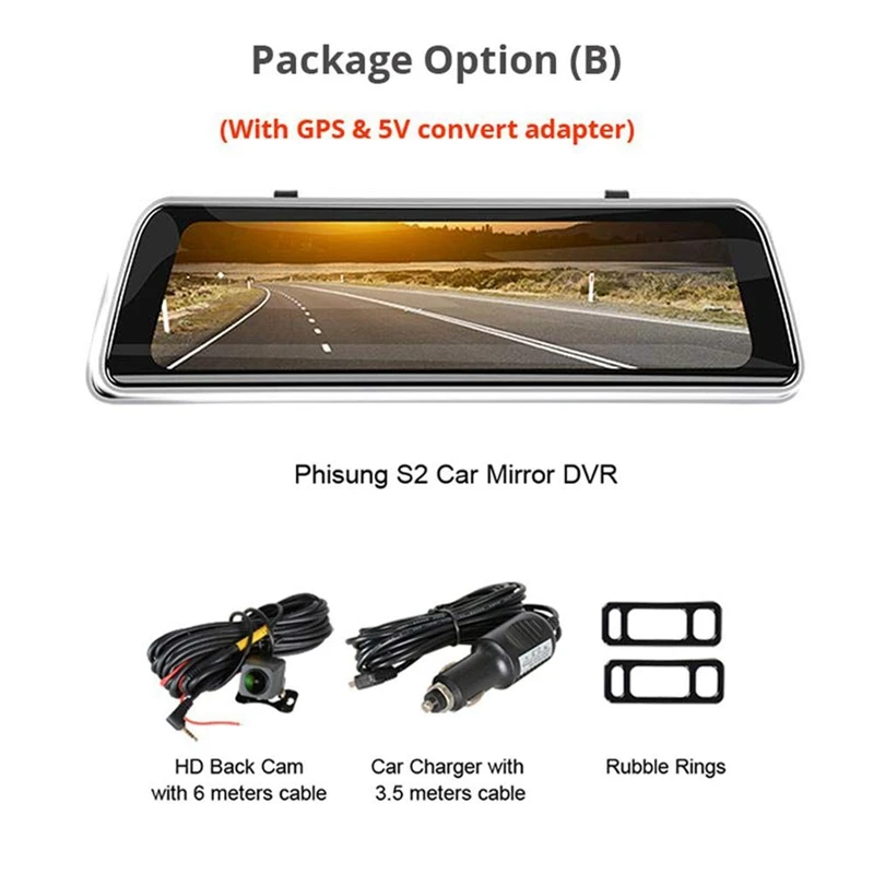 Потоковая 9,35 Дюймов Ips пресскар зеркальная видеокамера Gps трек Wdr Fhd 1080P тире камера с 720P задняя камера рекордер Dvr