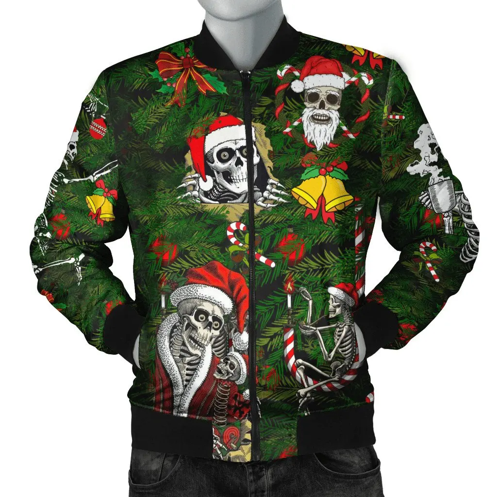 Christmas Winter Fashion Mens Bomber Jacket funny skull 3D Printing Thick Pocket Zip coat Unisex Casual Warm Zipper jacket FX-02