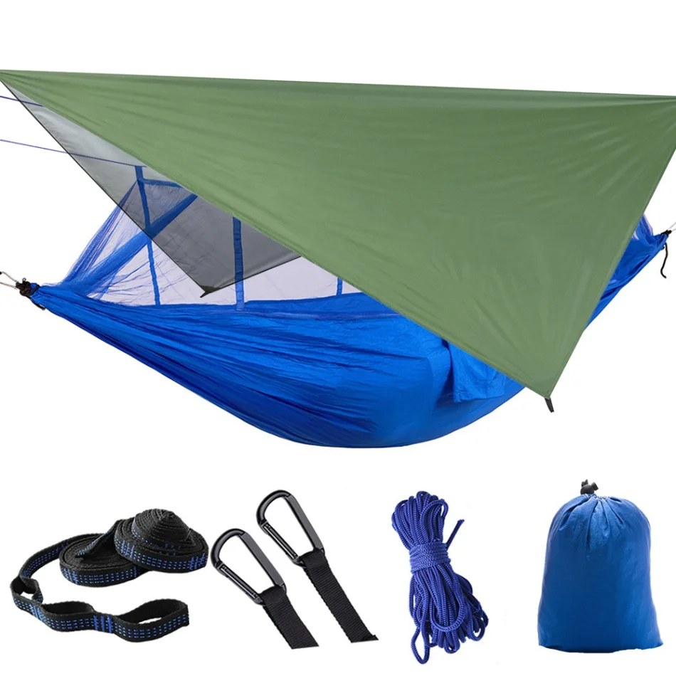 color 2 With Canopy Гамак москитная сетка-гамак легкий нейлон портативный гамак для альпинизма Кемпинг путешествия на открытом воздухе нейлон портативный - Цвет: color 2 With Canopy