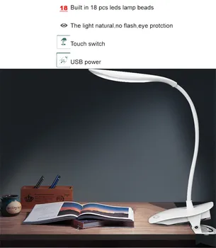 

Flexible 18 LED Stand Desk Lamp Modern Touch Switch 3 Modes Dimmer USB Rechargeable Reading Study Light Table Lamp for Bedroom