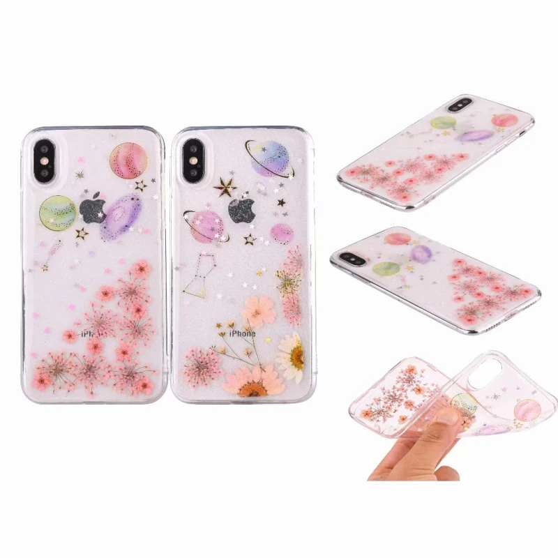 

TANZ Epoxy Phone Case For iPhone XS XR XS Max X 6 6S 7 8 Plus X Planet Star Transparent TPU Phone Back Cover Cases New