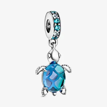 

2020 New 925 Sterling Silver Charm Summer Blue Turtle Pendant Fit Pandora Women Bracelet & Necklace Diy Jewelry