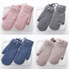 Женские мягкие удобные зимние теплые вязаные сенсорные Мультяшные перчатки 16 см/6,3 дюйма без экрана только ручная стирка