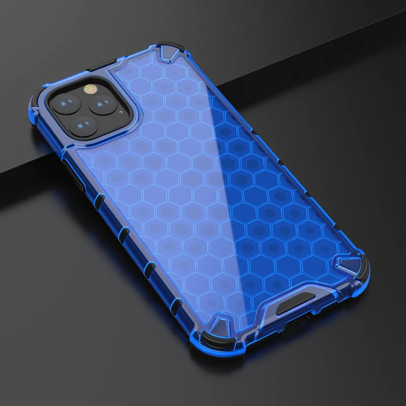 Сверхмощный Гибридный армированный чехол для Iphone 11 Pro Max XS Max XR X XS 7 8 6 6S Plus противоударный прозрачный сотовый Чехол - Цвет: Синий