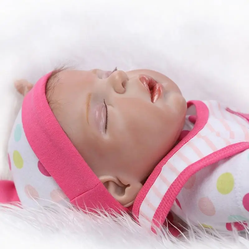 

22 Inch Sleeping Reborn Doll Realistic Soft Full Silicone Vinyl Newborn Babies Toy Clothes Pacifier Lifelike Handmade Gifts 72XC