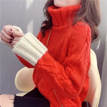 

Pullover Sweater Net Red Lazy Wind 2020 New Turtleneck Sweater Women Fall And Winter Loose Sweater