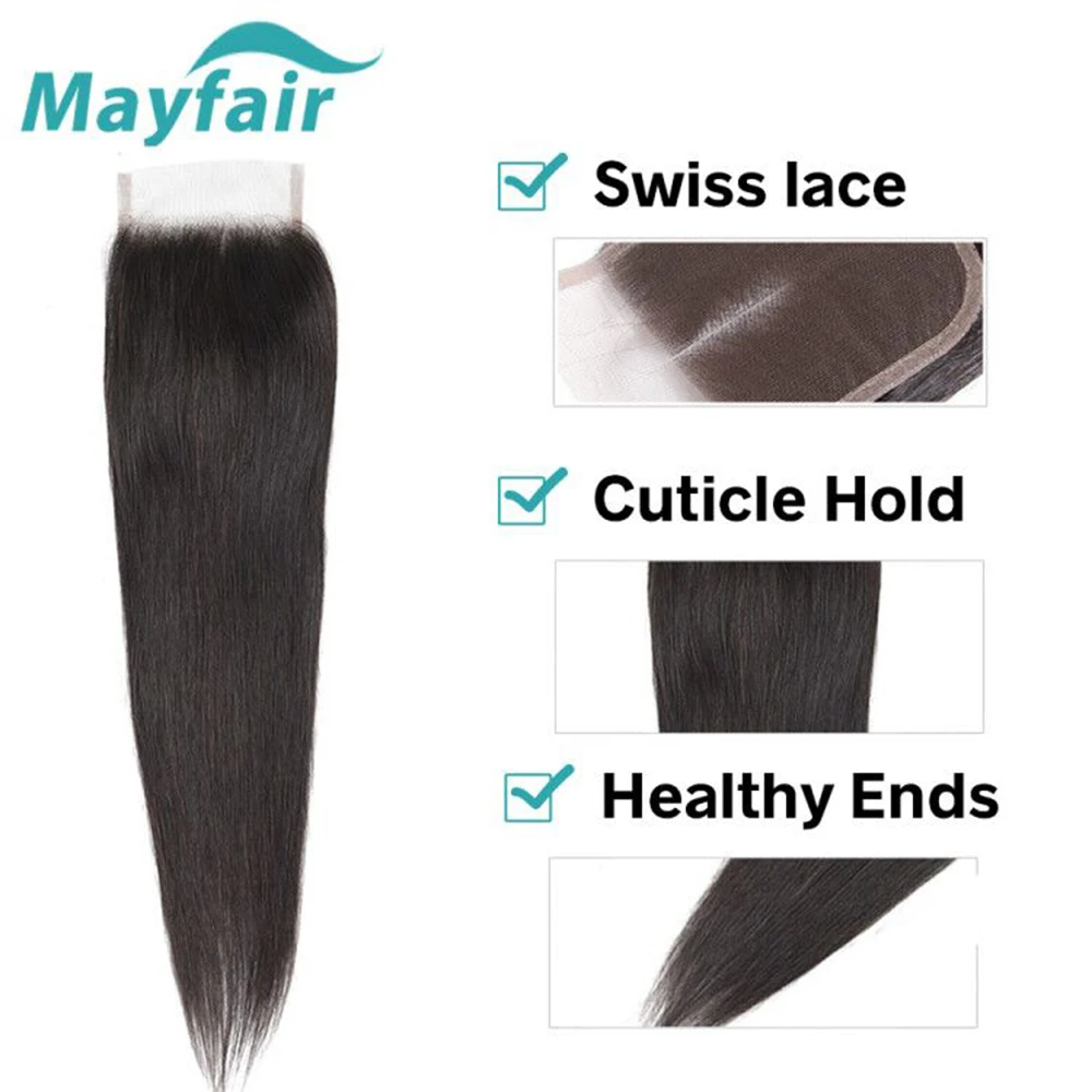 Mayfair волосы 4x4 бразильские закрытие прямые человеческие волосы бесплатно/средний/три части не Реми кружева закрытие 8-20 дюймов натуральный цвет